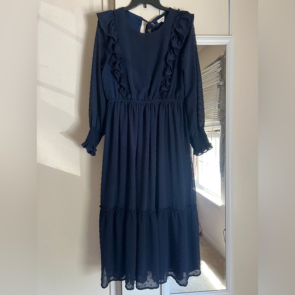 Calvin Klein Navy Long Sleeve Dress